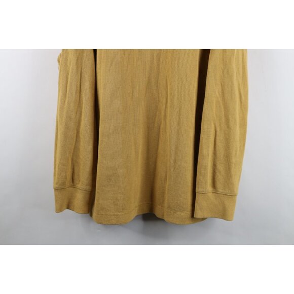 Vintage Eddie Bauer Mens 2XL XXL Faded Thermal Waffle Knit Henley T-Shirt Yellow - Picture 3 of 10